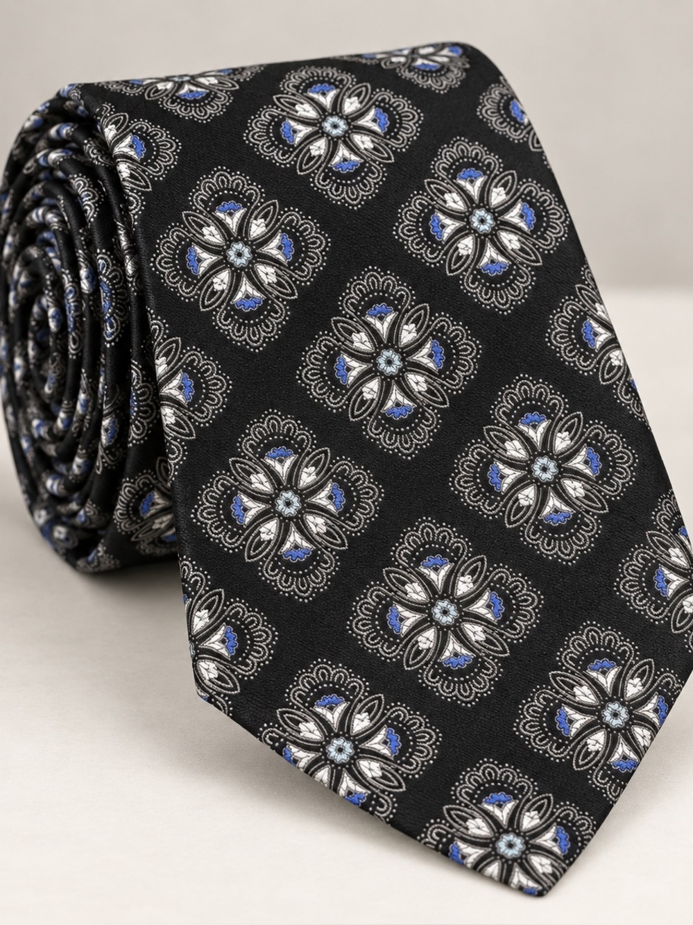 Crémieux handmade tie Men's Tie - Blue & White Accents